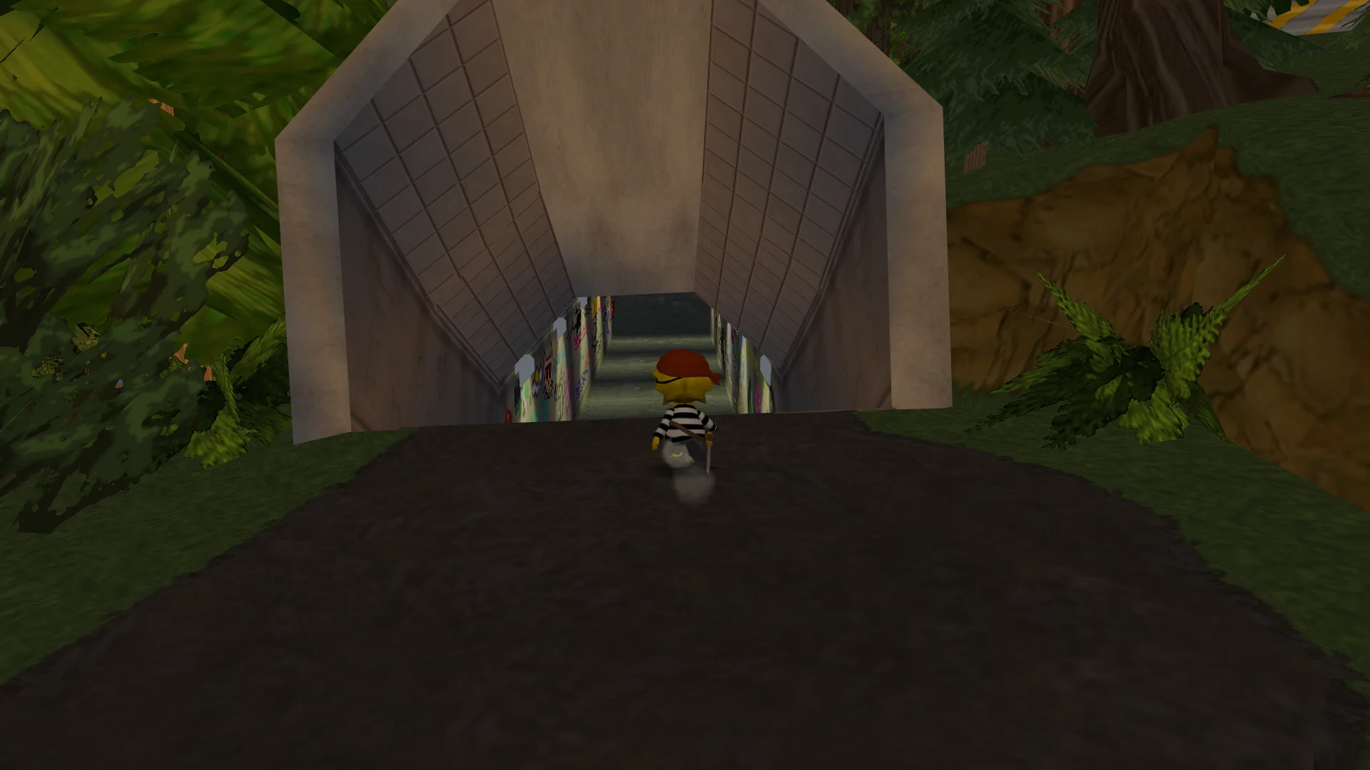 Lisa going in to a tunnel