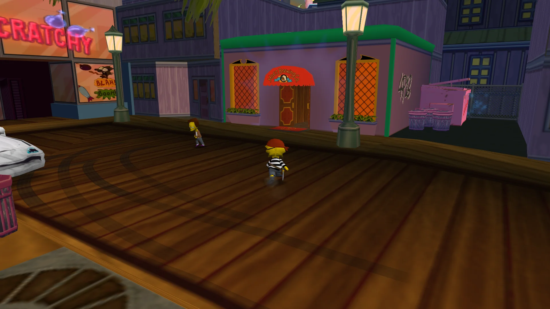 Lisa walking up to Moe's Brewing Co